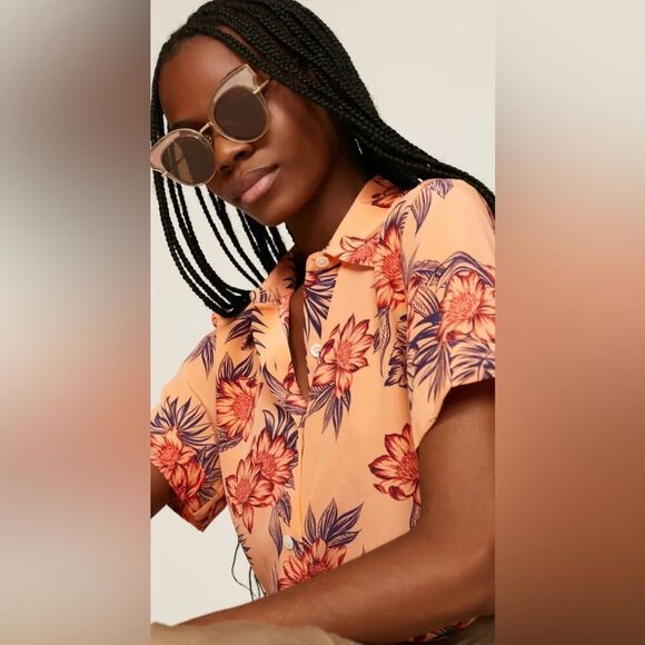 Floral Essential Silk Blouse Top Size Small Oversized - Picture 3 of 9